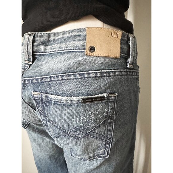 Armani Exchange Jeans Womans Size 4 Low Rise Straight Leg Distressed Denim - Picture 9 of 13
